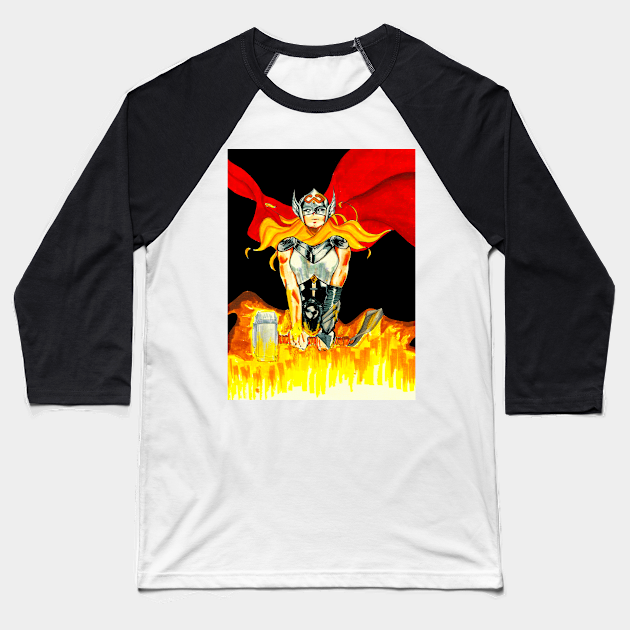 The Mighty Thor In Valkyrie Suit - Thor Baseball T-Shirt