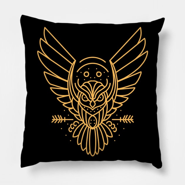 golden owl Pillow by donipacoceng