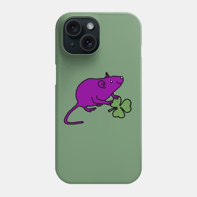 Purple Rat with Shamrock for St Patricks Day Phone Case by ellenhenryart