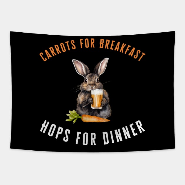 "Carrots for Breakfast, Hops for Dinner" funny bunny Tapestry by in leggings