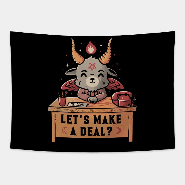 Let’s Make a Deal Funny Cute Evil Baphomet Tapestry by eduely