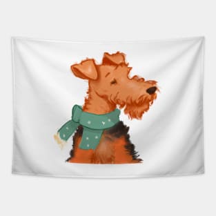 Cute Airedale Terrier Drawing Tapestry