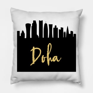 DOHA QATAR DESIGNER SILHOUETTE SKYLINE ART Pillow