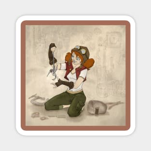 Steampunk Girl Illustration Magnet