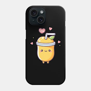 Cute Kawaii Mango Milkshake with Hearts | Kawaii Food Art for Kawaii Lovers Phone Case