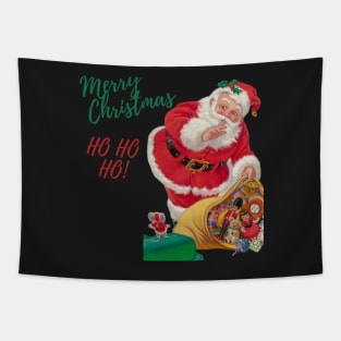 retro vintage pink santa claus Tapestry