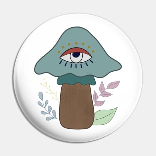 Third Eye Mushroom with flowers Pin