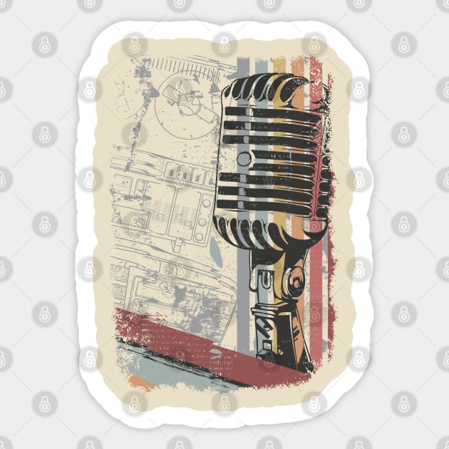 Retro Studio Mic - Singer Gift - Sticker | TeePublic