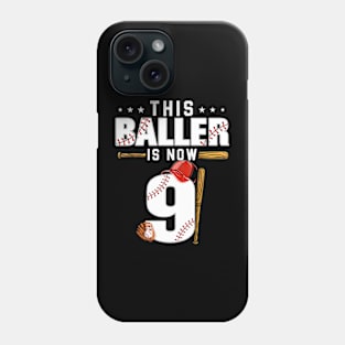 This Baller Is Now 9 Baseball Birthday Theme Party Phone Case