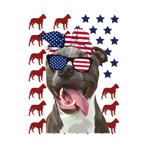 Pitbull American Flag Independence Day Gift by heryes store