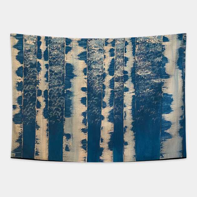 Winter White Birch Trees on Blue Background Tapestry by J&S mason