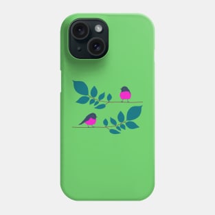 Pink robin on a tree branch Phone Case