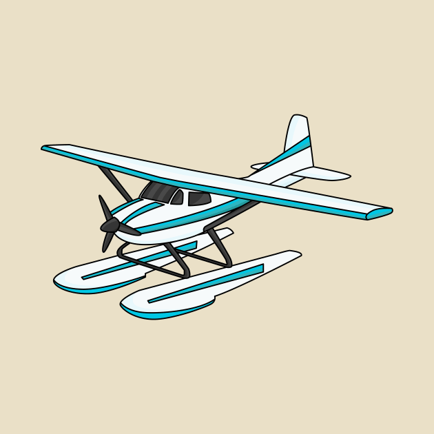 White blue seaplane illustration by Cartoons of fun