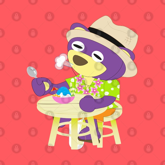 Mr.Purple bear in Hawaii shirt with shaved ice by Figaro-17