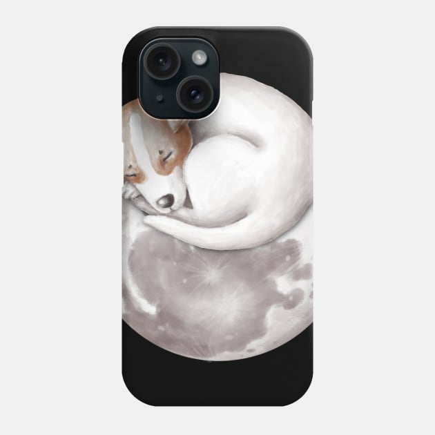 Cute puppy sleeping on the moon. Phone Case by CaptainPixel