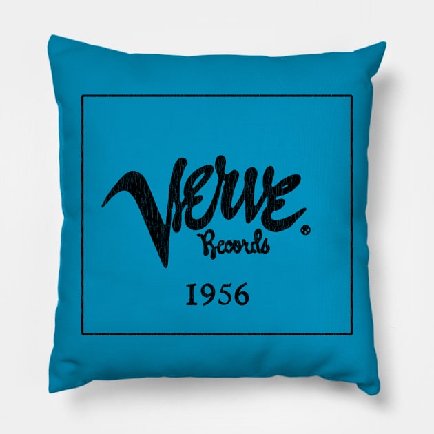 Black Verve Records 1956 Pillow by Hidarsup Bahagiarsa