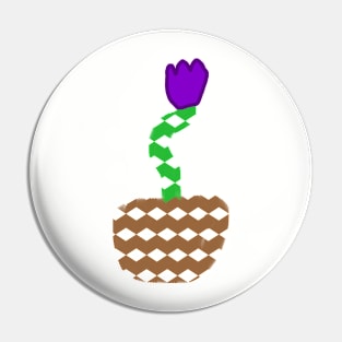 Purple Flower with Checkered Pattern Pin