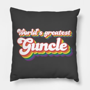 World's Greatest Guncle – whimsical rainbow font – lgbt gay uncle Guncle's Day  humorous brother gift Pillow