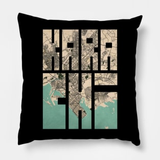Karachi, Pakistan City Map Typography - Vintage Pillow