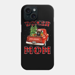 Christmas Boxer Mom Santa Hat Truck Tree Plaid Dog Mom Christmas Phone Case