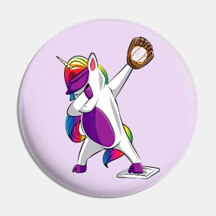 Dabbing Baseball loving Unicorn Pin