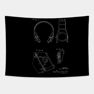 Headphone Mechanism Vintage Patent Hand Drawing Tapestry