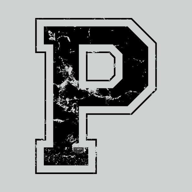 Initial Letter P Black Jersey Sports Athletic Player by porcodiseno