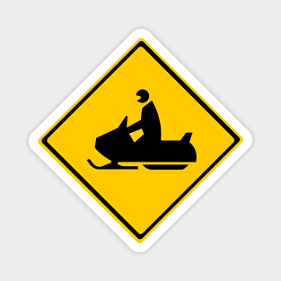 Road Snowmobile Warning Sign Snow Winter Magnet