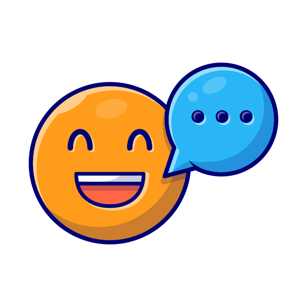 Happy Smile Emoticon with Talk Speech Bubble Cartoon Vector Icon Illustration by Catalyst Labs