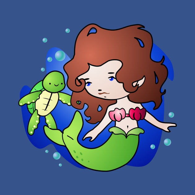 Mermaid and Turtle by LyddieDoodles