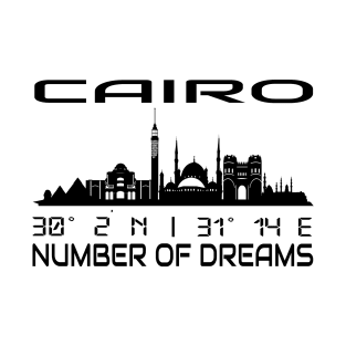 Cairo Skyline Gps Coordinates Egypt T-Shirt