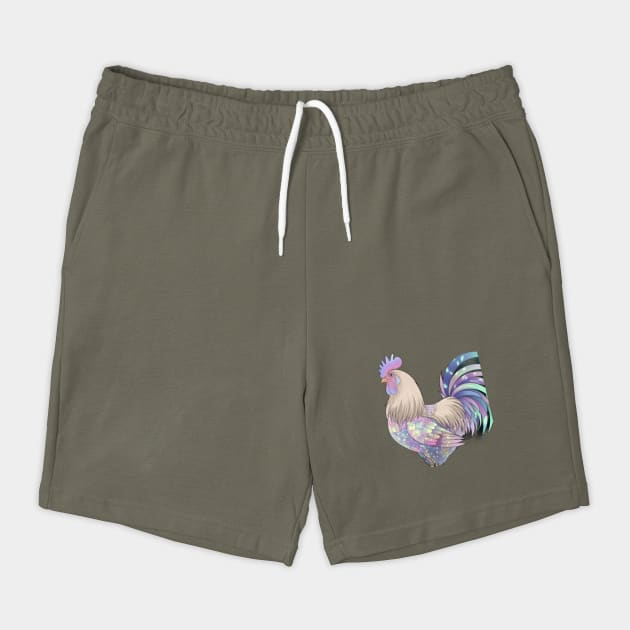 Rooster with Detailed and Colorful Plumage, Featuring Shades of Purple, Blue, and Iridescent Spots by animegirlnft
