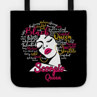 Scorpio Queen Funny Birthday Gift for Black Women Girl Tote