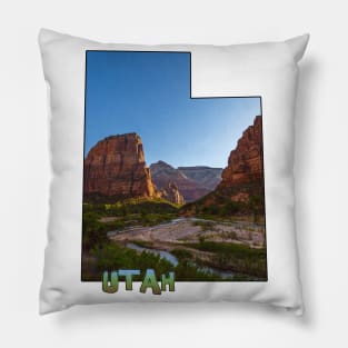 Utah State Outline (Zion National Park Angel's Landing) Pillow