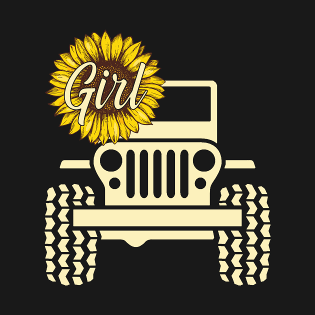 Jeep Sunflower Jeep Girl Jeep Women by Jane Sky