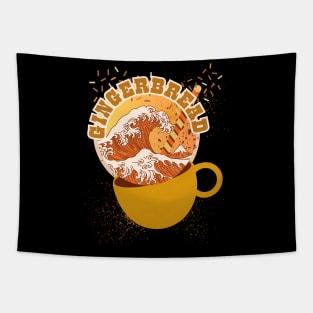 Gingerbread Spice. Holiday Great Wave of Coffee Flavor Tapestry