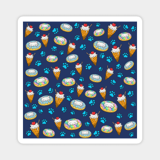 Cat, ice cream and donuts pattern Magnet