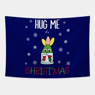 Hug Me It's Christmas - Hybrid Cactus In Christmas Themed Pot Tapestry