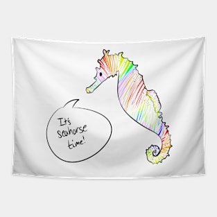 Funny Rainbow Seahorse Tapestry