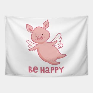 Lovely cartoon hand drawn piggy Tapestry