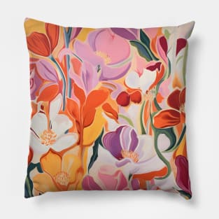 Colorful Boho Floral Painting Pillow