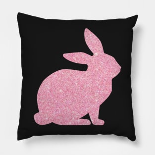 Light Pink Faux Glitter Easter Bunny Pillow