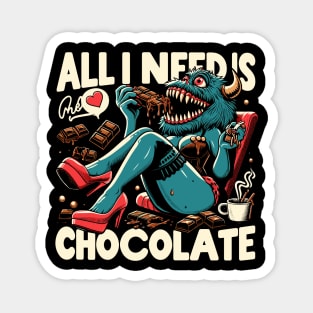 Chocoholic choco lover girl funny monster Magnet