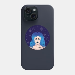 Aquarius girl with blue hair Phone Case