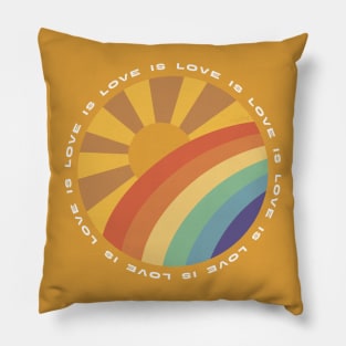 Love is Love Sun and Rainbow retro design Pillow