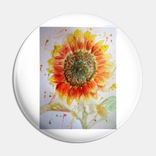 Sunflower Watercolor Painting red yellow floral art Pin