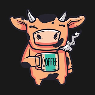 Cute Cow with Coffee Mug T-Shirt