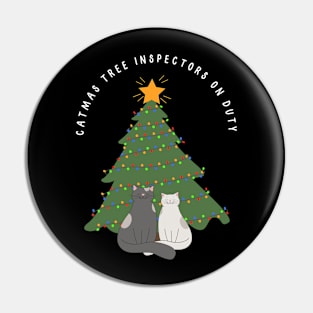 Catmas tree inspectors on duty. Christmas cat humor Pin