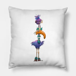 Funky bird and baby Pillow