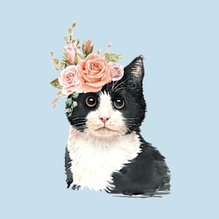 Cute Cat with Flower Crown T-Shirt